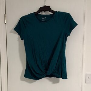 Maurices Teal Knot Front Short Sleeve Tee